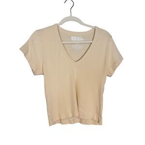 Big Bud Press Many Colors Crop V-Neck Tee Butter Yellow Organic Cotton Medium